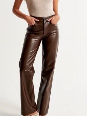 Abercrombie Fitch Vegan Leather Pants Ultra High Rise Classic 90's Straight Fit